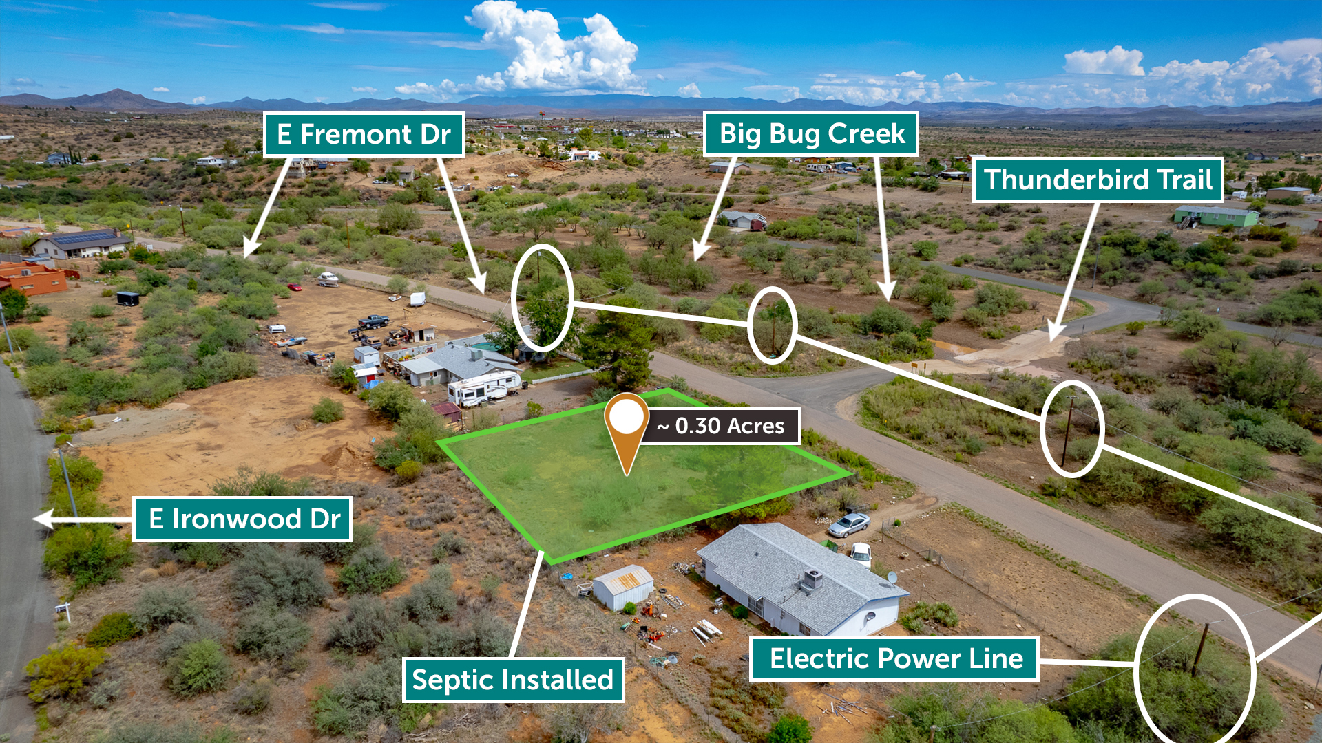 Fenced and Cleared Property in Cordes Lakes 0.3 Acres with Water