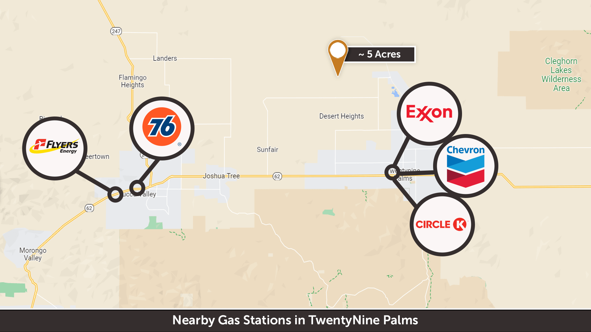 Uncultivated Desert Property 5 Acres in Twentynine Palms, CA Land